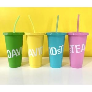 DAVIDS Tea Cold Drink Tumblers & Straws, Reusable, 4 Pack
